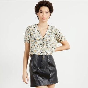 NWT Ted Baker Picnick Frill Collar Floral Blouse Top Size 2 Purple Orange Party